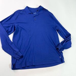 Kenneth Roberts Polo Shirt Mens Large Blue Collar Long Sleeve Golf Soft